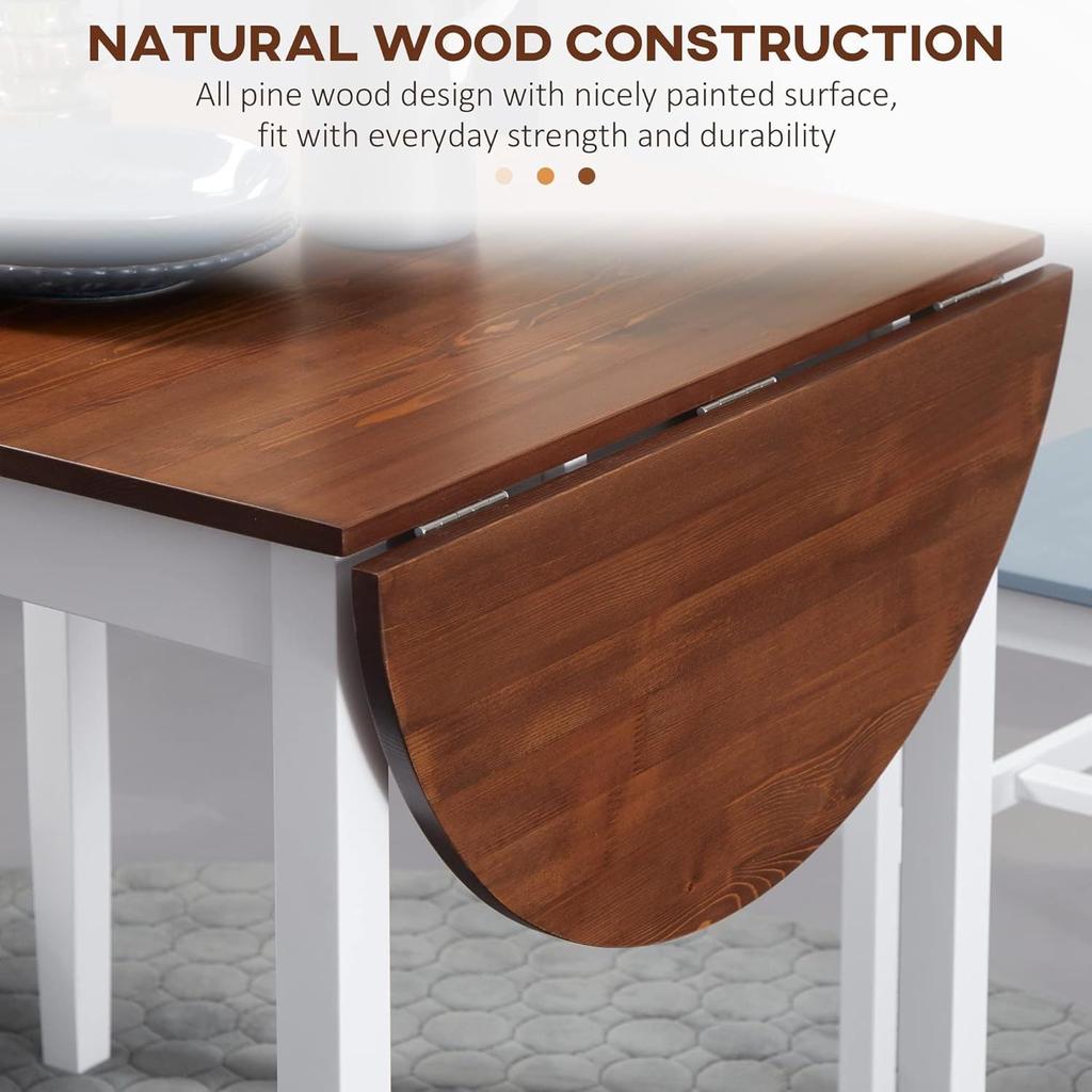 Streamdale Furniture Streamdale Solid Wood Folding Dining Table Drop Leaf Small Spaces Brown