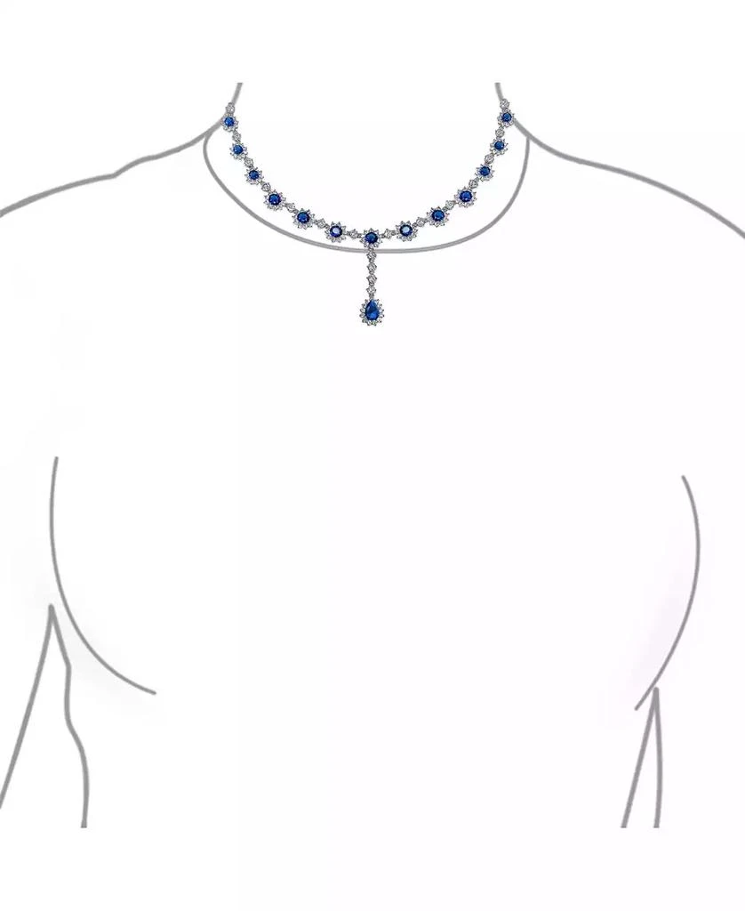 Bling Jewelry Estate Style Cubic Zirconia CZ Blue Sapphire Teardrop Statement Necklace Jewelry Set 4