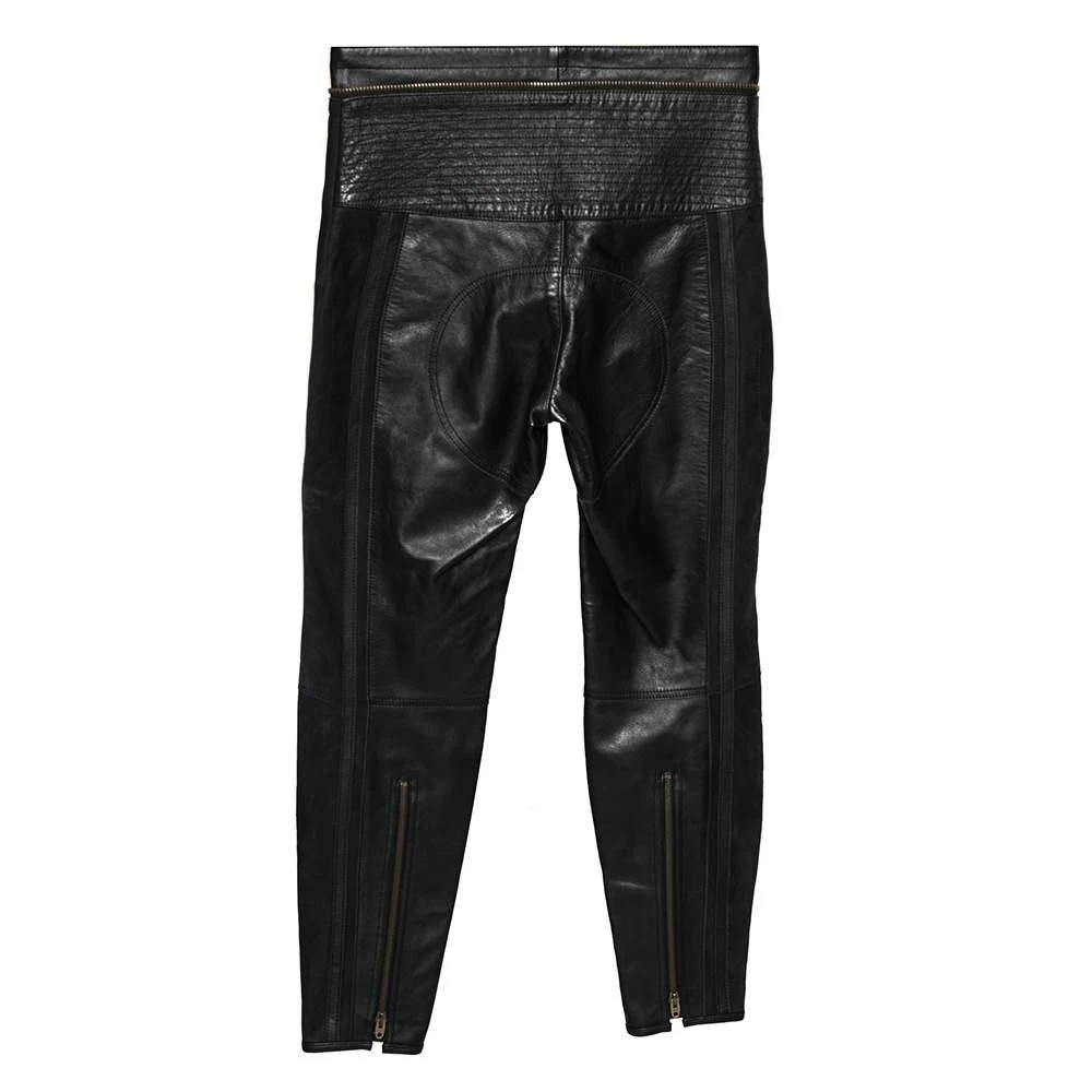 Chloé Chloé Black Leather & Nubuck Paneled Cropped Biker Pants S 2