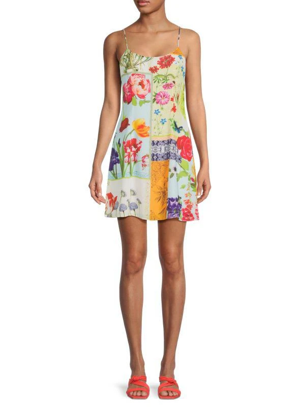 Alice + Olivia Ira Mixed Floral Mini Slip Dress 1
