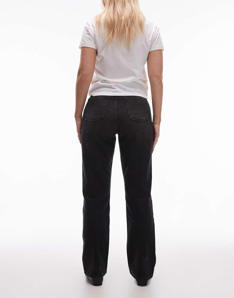 Topshop Topshop Hourglass Kort high rise straight jean in washed black