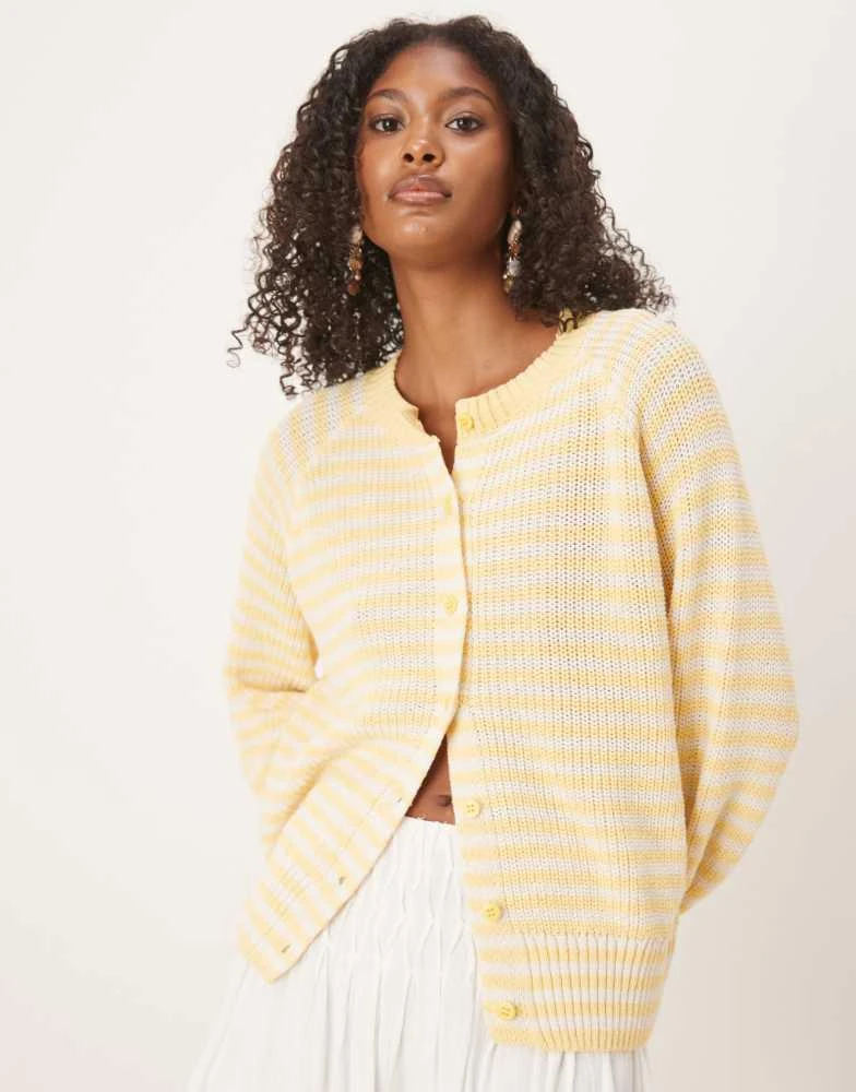 ASOS ASOS DESIGN knitted raglan cardigan in buttermilk yellow - Main Image