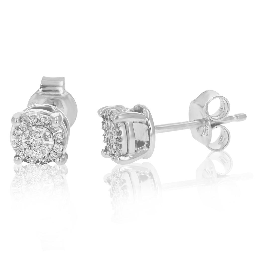 Vir Jewels 1/8 cttw Stud Earrings for Women, Round Lab Grown Diamond Stud Earrings in .925 Sterling Silver, Prong Setting