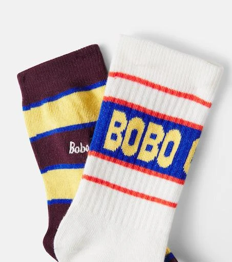 BOBO CHOSES Logo set of 2 cotton-blend socks 2