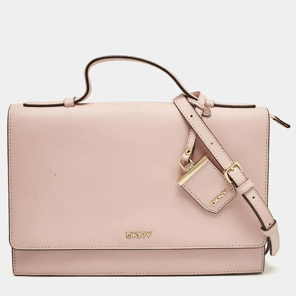 DKNY DKNY Pink Leather Logo Flap Top Handle Bag 1