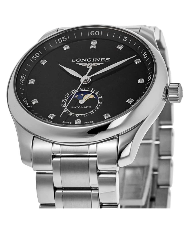 Longines Longines Master Collection Moonphase Automatic Black Diamond Dial Stainless Steel Men's Watch L2.909.4.57.6 2