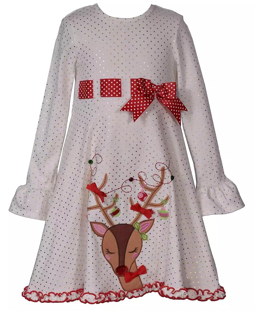 Bonnie Jean Little Girls Foiled Dot Knit Pull Through Dress