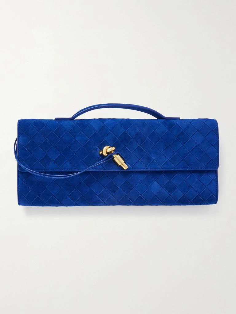 Bottega Veneta Long Andiamo Intrecciato Suede Clutch - Royal blue