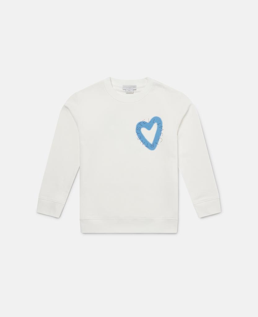 Stella McCartney Stella McCartney - Graffiti Heart Graphic Sweatshirt, Woman, Cream, Size: 4