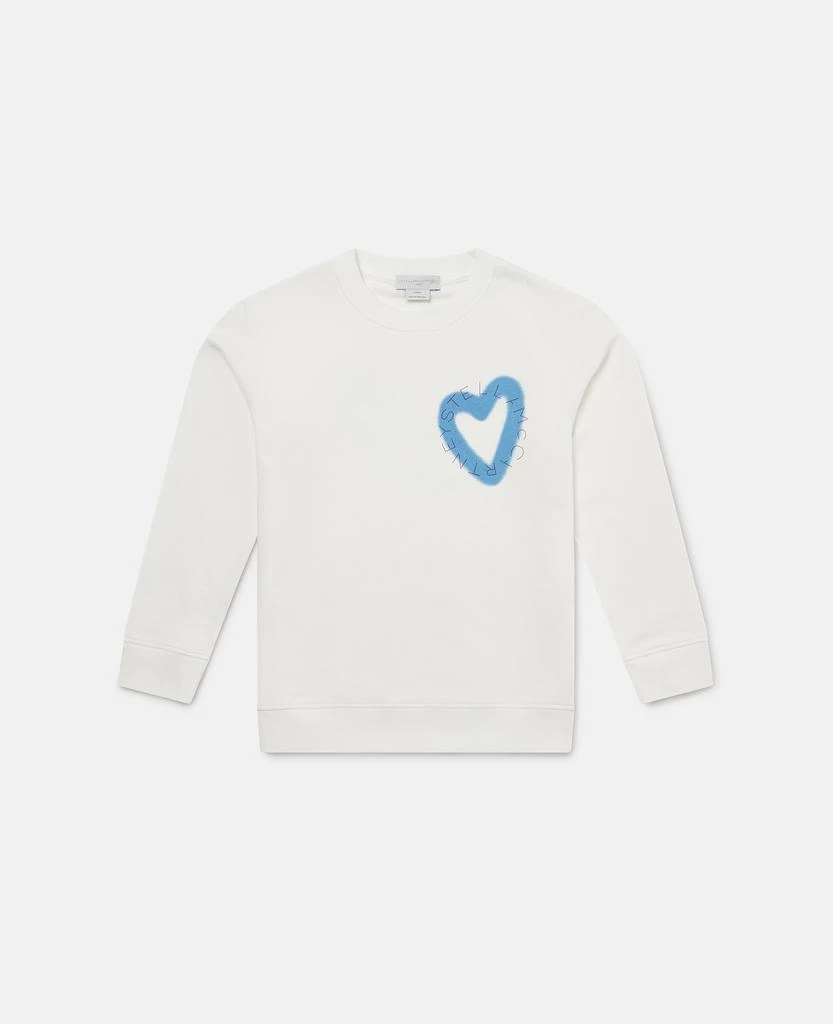 Stella McCartney Stella McCartney - Graffiti Heart Graphic Sweatshirt, Woman, Cream, Size: 4 1