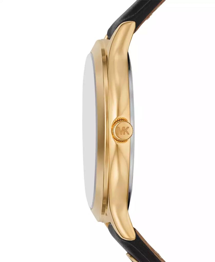Michael Kors Women's Slim Runway Three-Hand Black Leather Watch 38mm