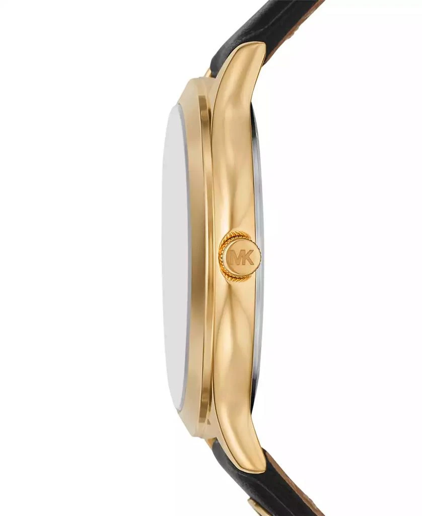 Michael Kors Women's Slim Runway Three-Hand Black Leather Watch 38mm 2