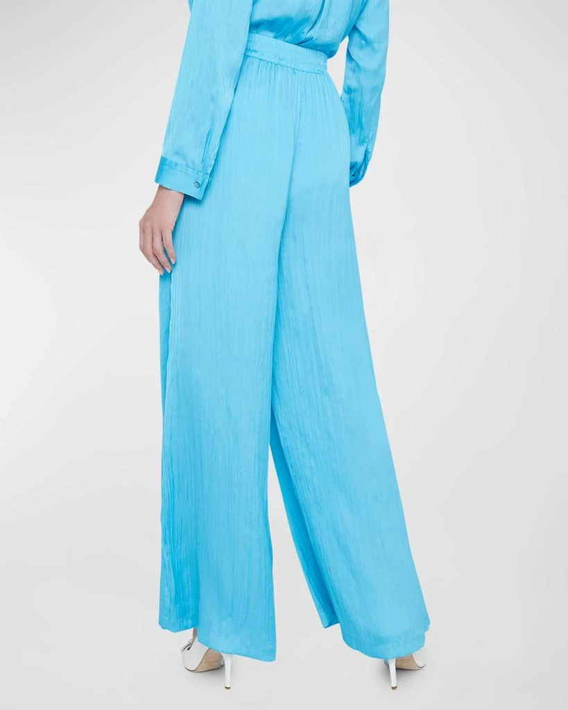 L'Agence Lillian Crinkled Satin Wide-Leg Pants 4