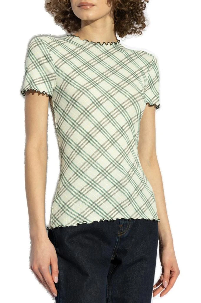 Burberry Burberry Checked Lettuce Hem Crewneck T-Shirt 2