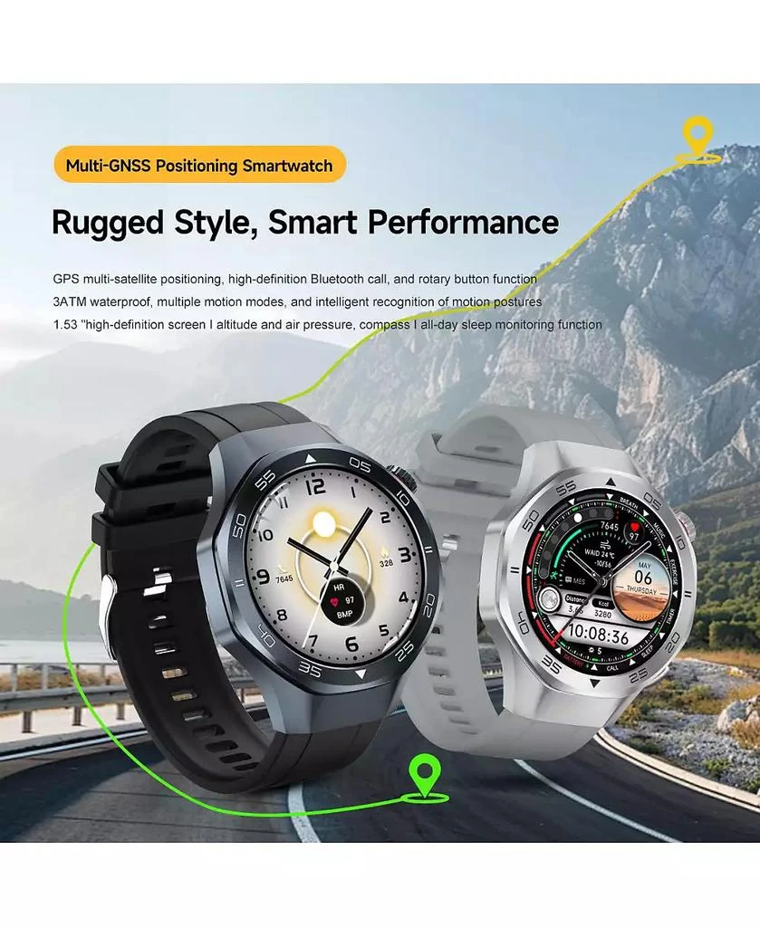 RUXING Smart Multi-GNSS Outdoor Sports Watch with Bluetooth Calling Altimeter Barometer 3ATM Waterproof -Silver 2
