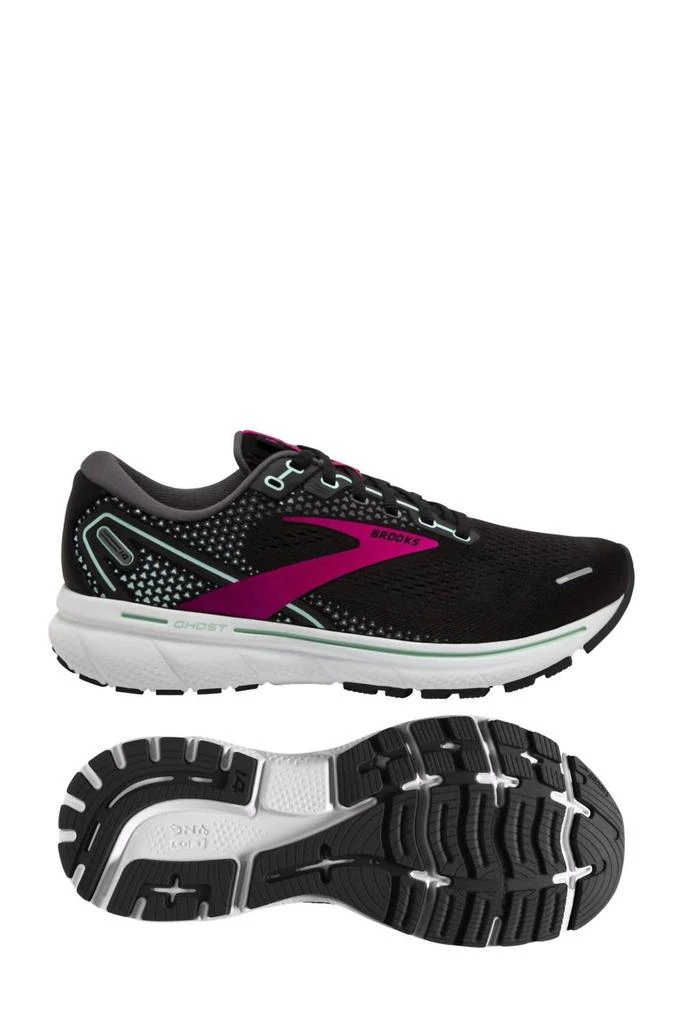 Brooks Women's Ghost 14 Running Shoes - Wide Width In Black/pink 1