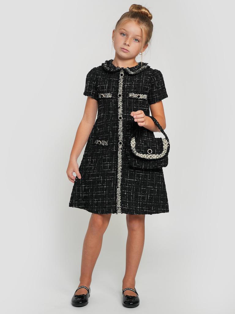Patachou Patachou Girls Tweed Handbag in Black (19cm)