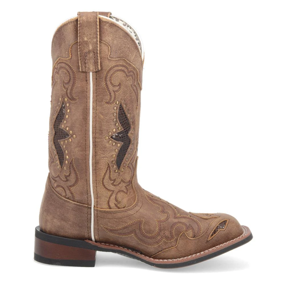 Laredo Spellbound Studded Tooled Inlay Embroidered Square Toe Cowboy Boots 1