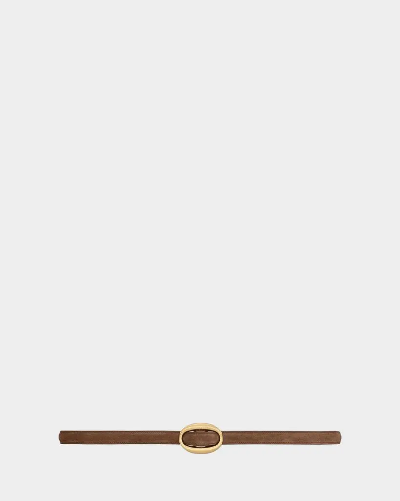 Yves Saint Laurent Oval Buckle Thin Suede Belt