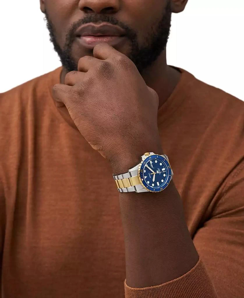 Fossil Men's Blue Dive Three-Hand Date Two-Tone Stainless Steel Watch 42mm 3