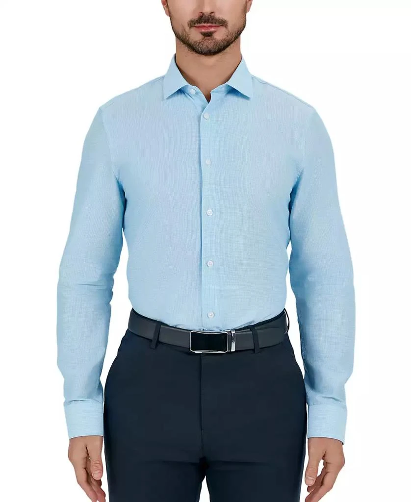 Tallia Men's Slim Flit Dobby Micro-Grid Button-Front Dress Shirt 1