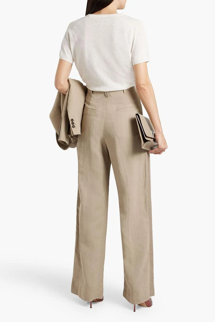 Brunello Cucinelli Sequin-embellished embroidered twill wide-leg pants 3