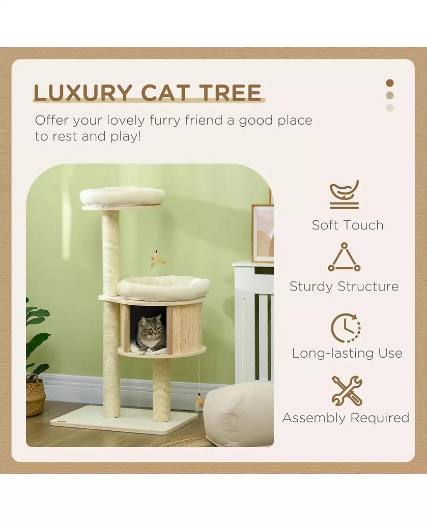 Zeus 
Ruta PawHut 3 Level Cat Tree Sisal Posts Badminton Toy Soft Cushions Play Areas
