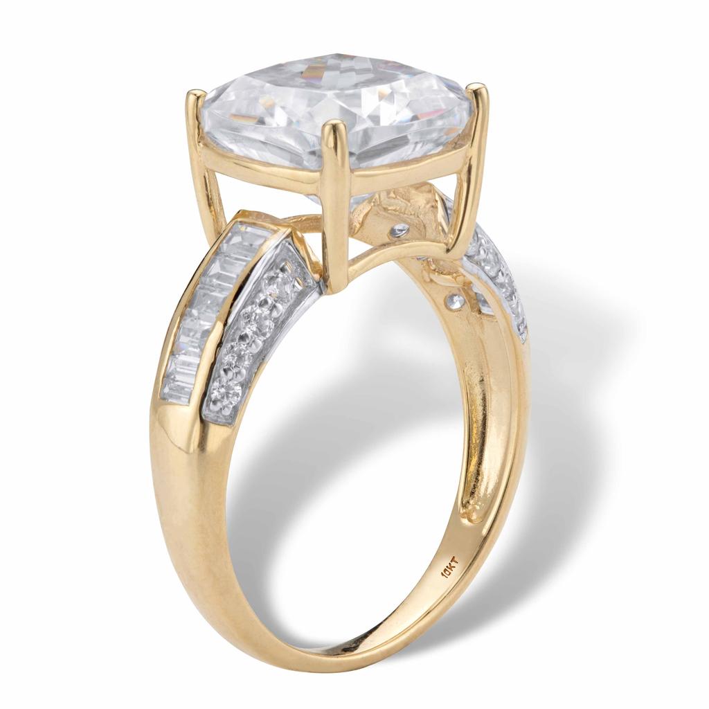 Palm Beach Jewelry 3.28 Cttw. Solid 10k Yellow Gold Princess-Cut Cubic Zirconia Ring