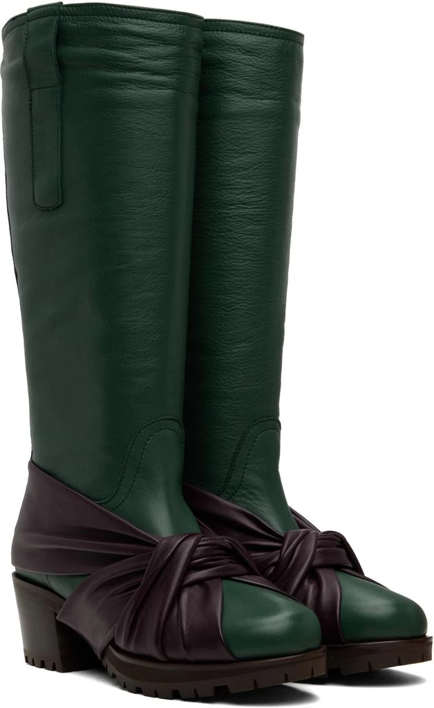 Kiko Kostadinov Green & Purple Knotted Riding Boots 4
