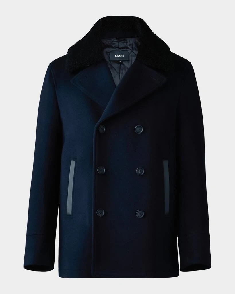 Mackage Men
s Cole Wool Peacoat with Shearling Collar