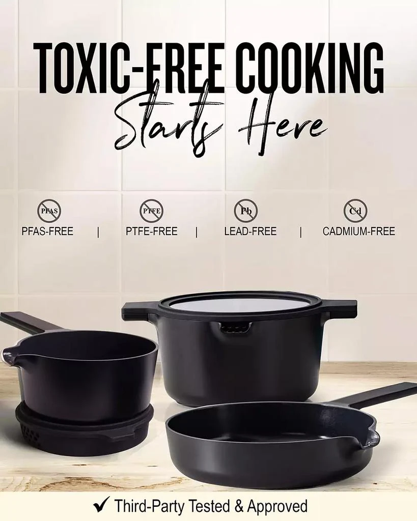 ALVA Neat Nested Nonstick Ceramic Cookware Set 5-Piece - Easy to Clean, Oven Safe and Made without PFAS, PFOA 
PTFE 9