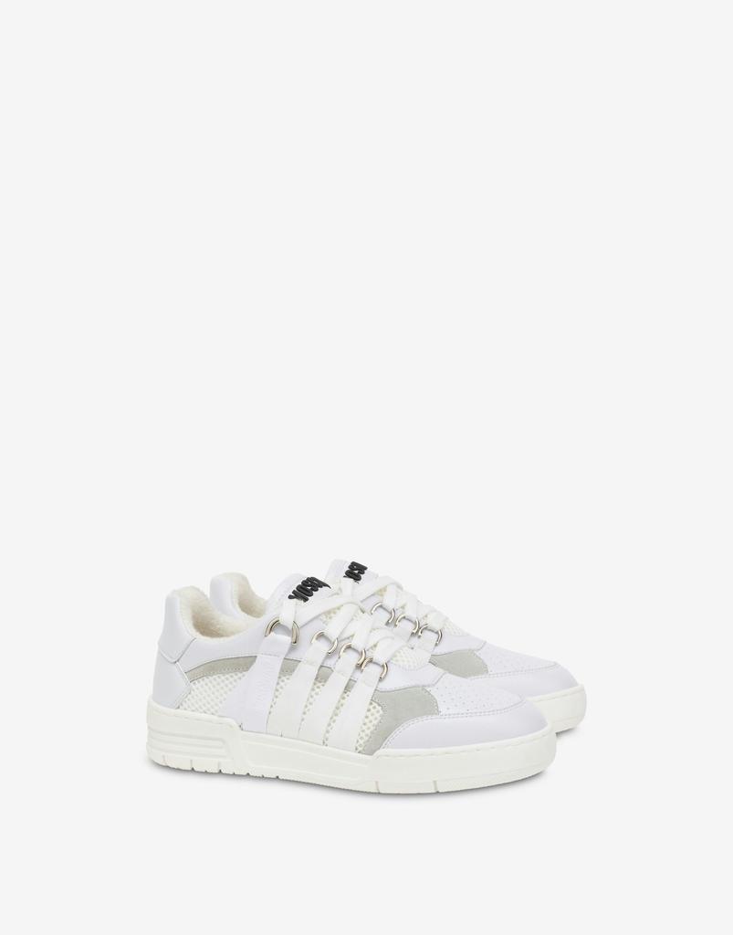 Moschino Mesh, Calfskin And Split Leather Streetball Sneakers