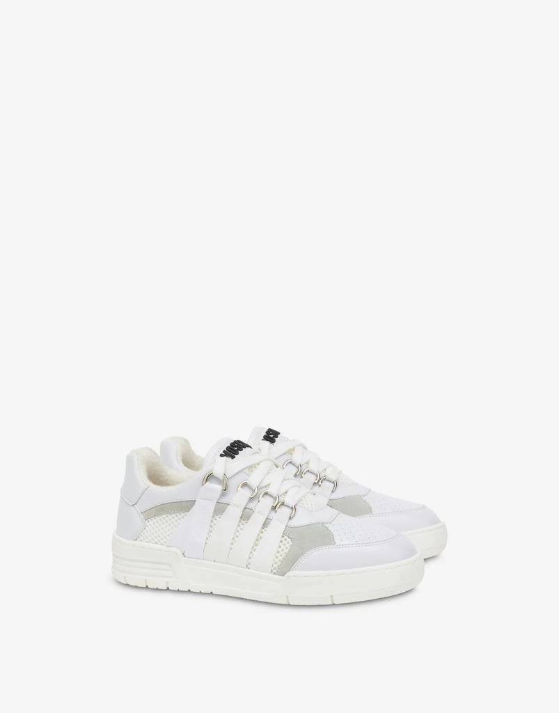 Moschino Mesh, Calfskin And Split Leather Streetball Sneakers 1