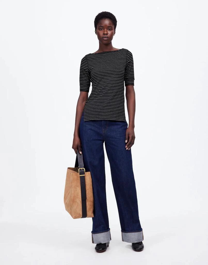 Ribbed Boatneck Tee in Stripe – On Sale Now with Up to 61% Off