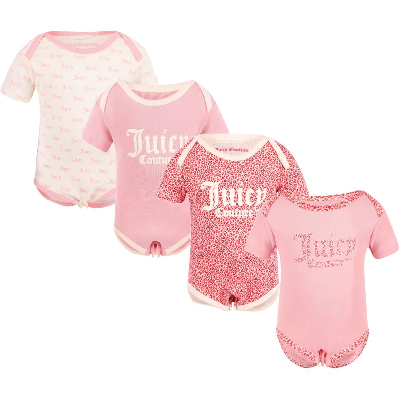 Juicy Couture Logo bodysuits set of 4 in pink and white