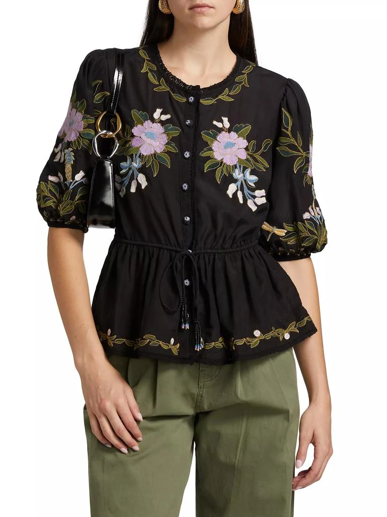 Farm Rio Winter Garden Embroidered Top 3