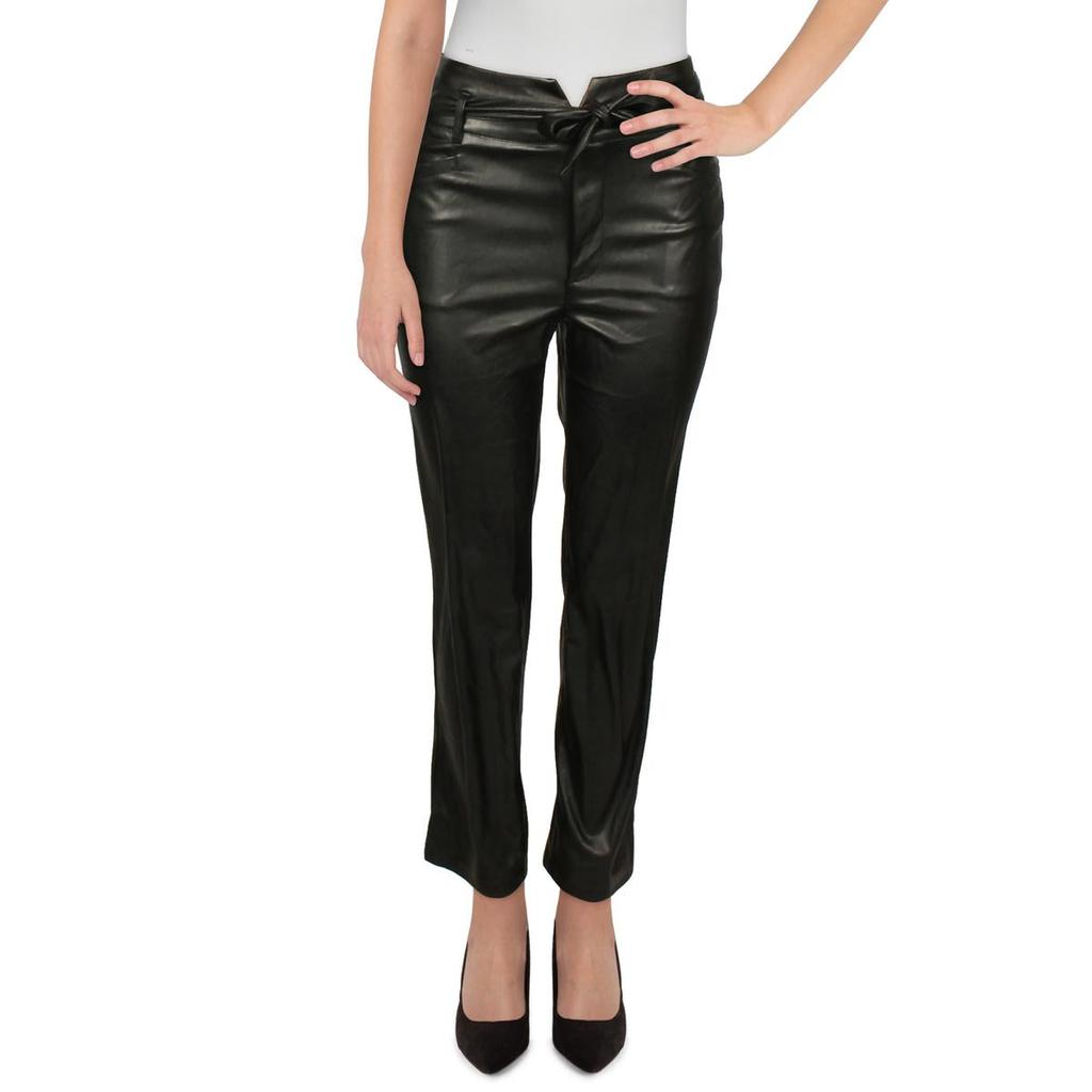 Paige Kina Womens Faux Leather High Rise Straight Leg Pants