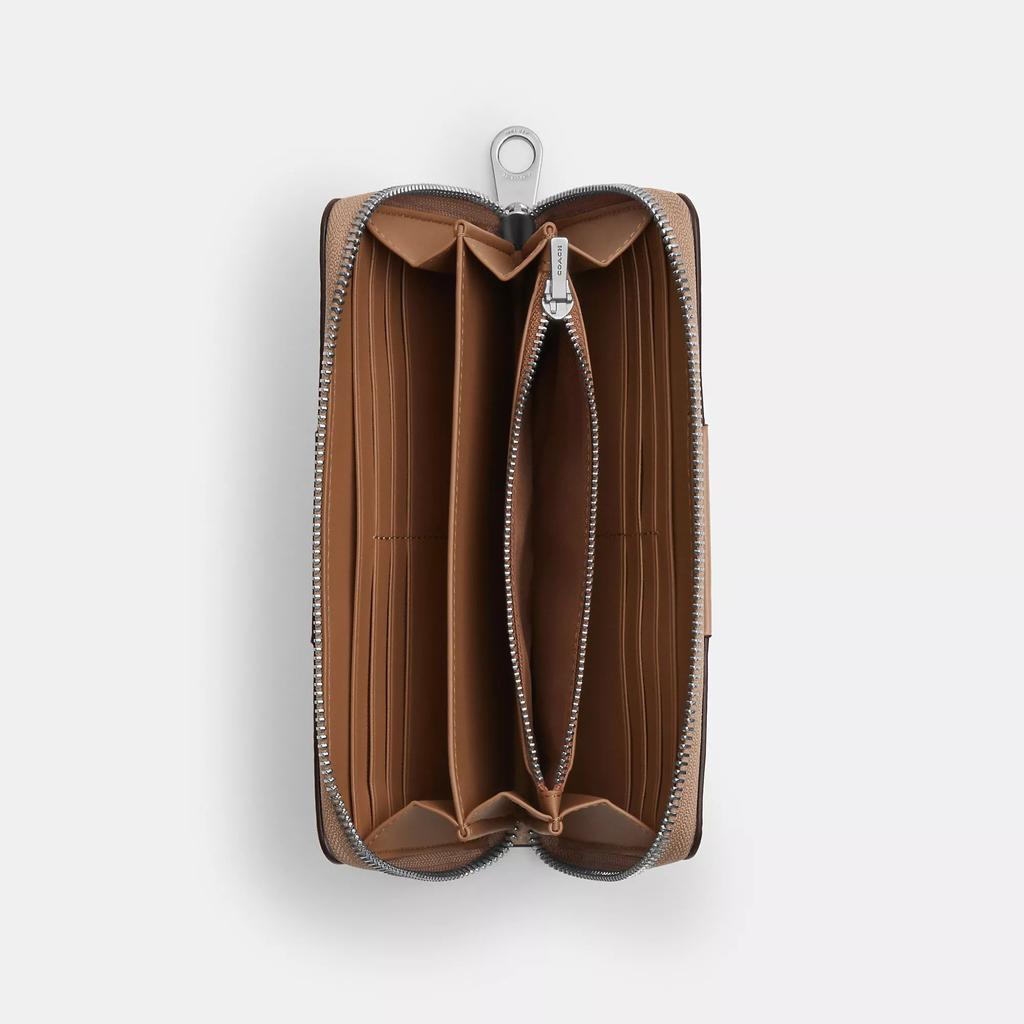 Coach Long Zip Around Wallet In Signature Canvas With Stripe