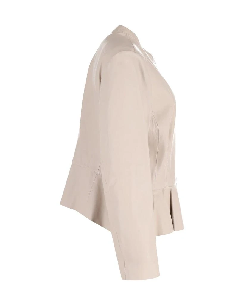 Hugo Boss Zip Peplum Jacket in Cream Lambskin Leather 2