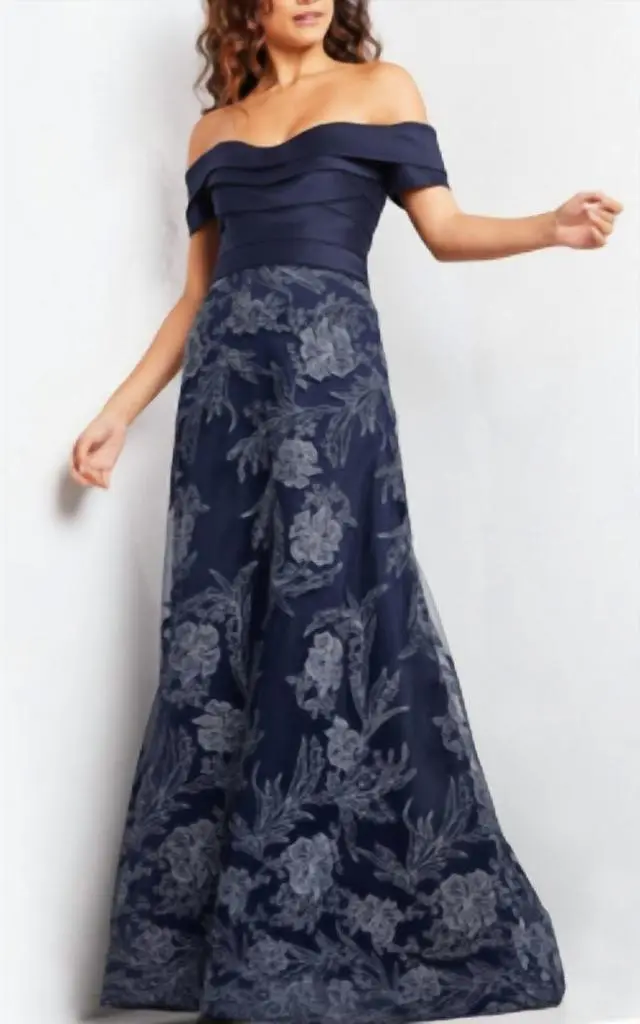 Jovani Jovani - Off the Shoulder A Line Gown
