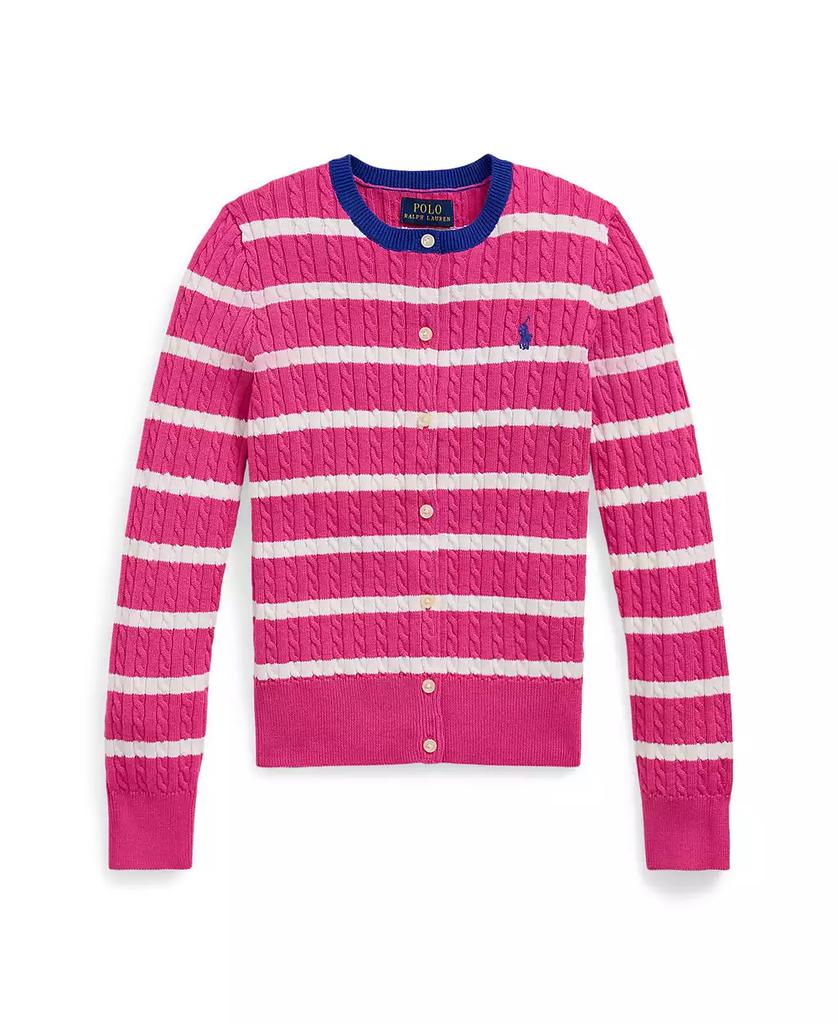 Ralph Lauren Big Girls Striped Mini-Cable Cotton Cardigan