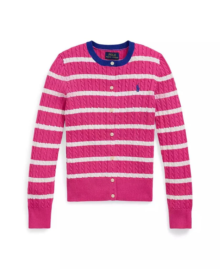 Polo Ralph Lauren Big Girls Striped Mini-Cable Cotton Cardigan 1