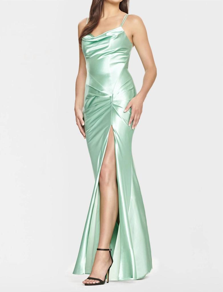 Faviana Faviana - Satin Cowl Neck Evening Gown