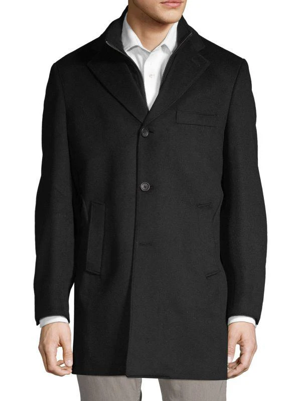 Saks Fifth Avenue Modern Fit Wool Blend Car Coat With Bib 1