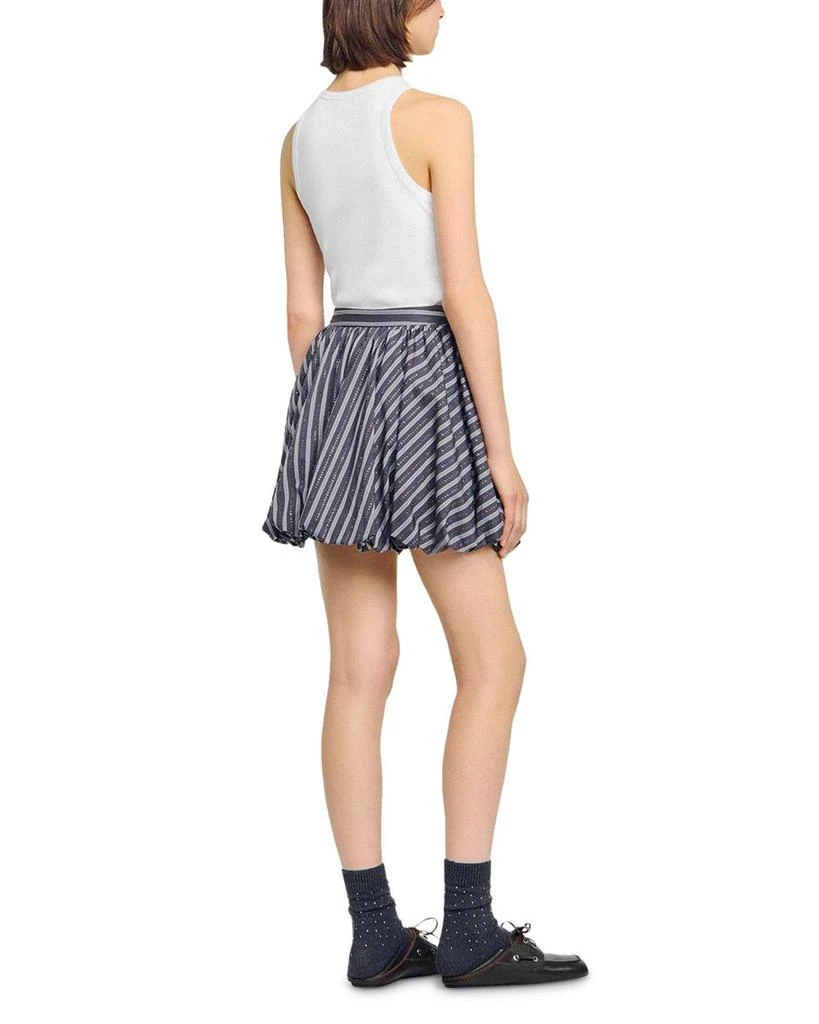 Sandro Striped Rhinestone Bubble Hem Skirt 3