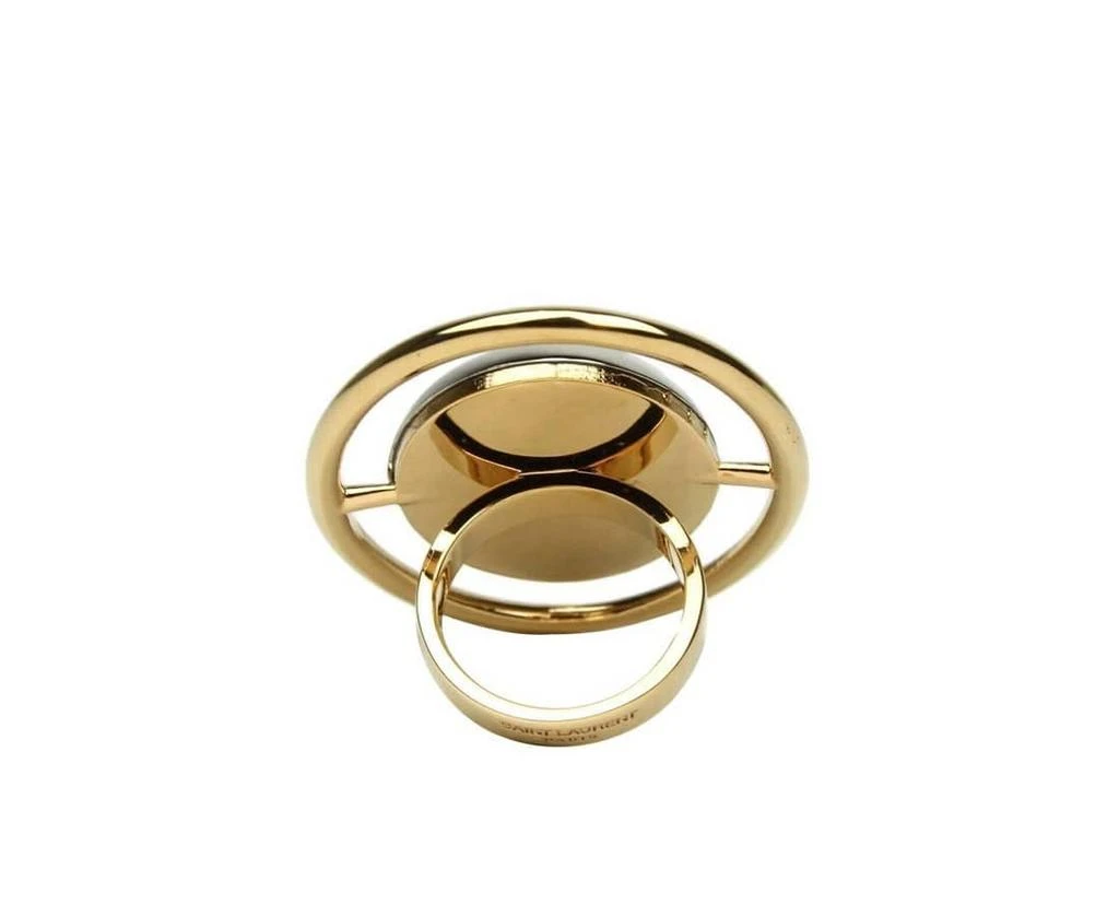 Yves Saint Laurent Women
s Center Brass Metal Oval Ring 4