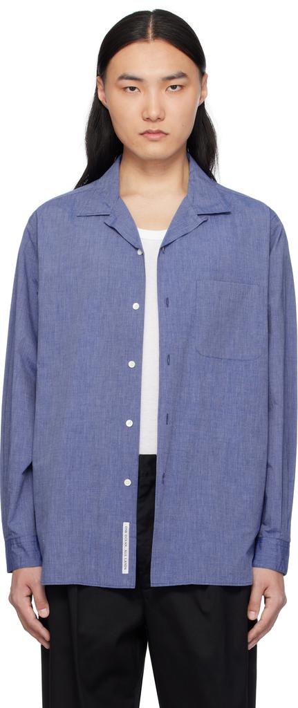 Nanamica Blue Open Collar End On End Shirt