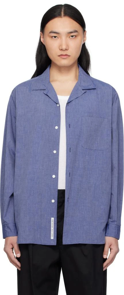Nanamica Blue Open Collar End On End Shirt 1