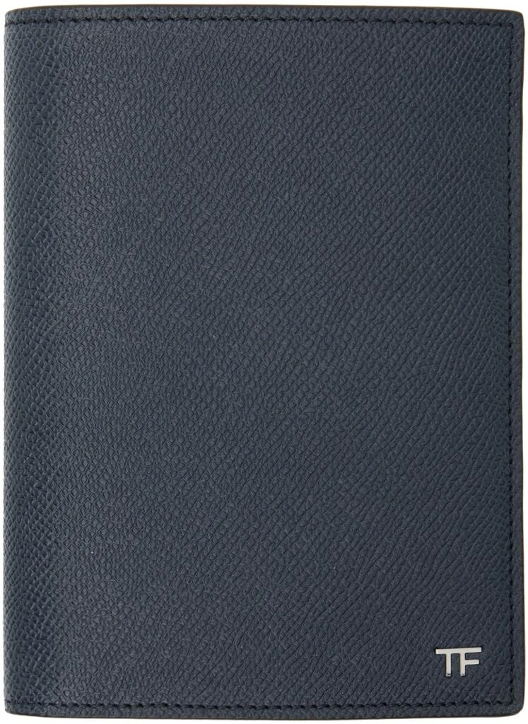 Tom Ford Navy Small Grain Leather Passport Holder 1