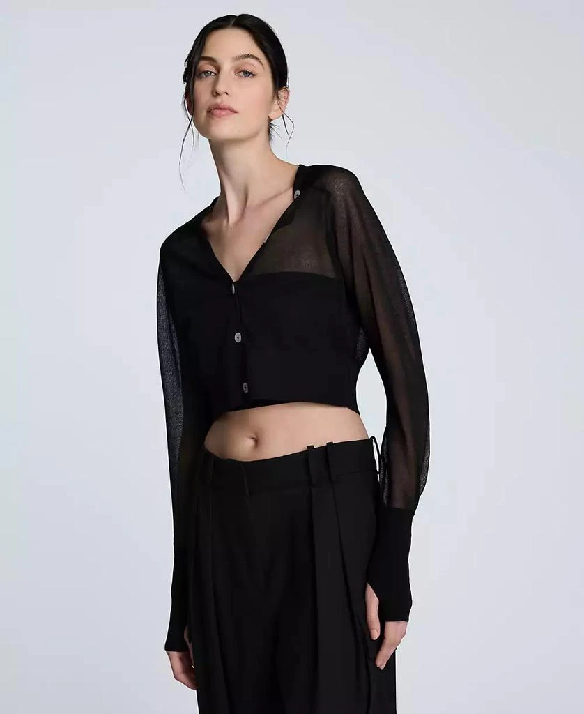 Kenneth Cole Women's Sheer Saddle-Shoulder Cropped Cardigan 1